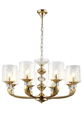 Люстра подвесная GRACIA SP8 GOLD Crystal Lux прозрачная на 8 ламп, основание золотое в стиле классический современный фото 2